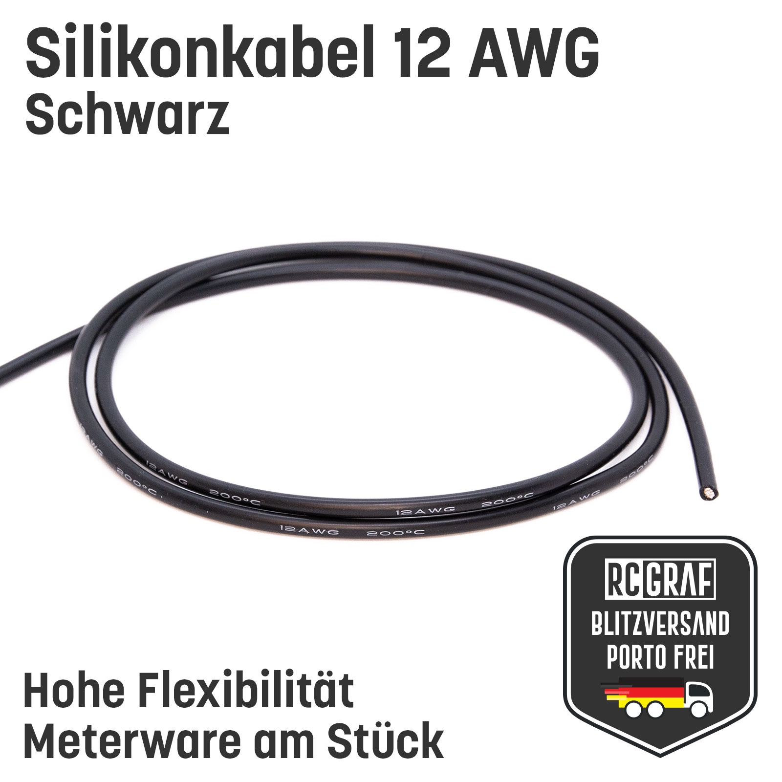 Silikonkabel 12 AWG hochflexibel Rot Schwarz Kupfer RC Kabel 2