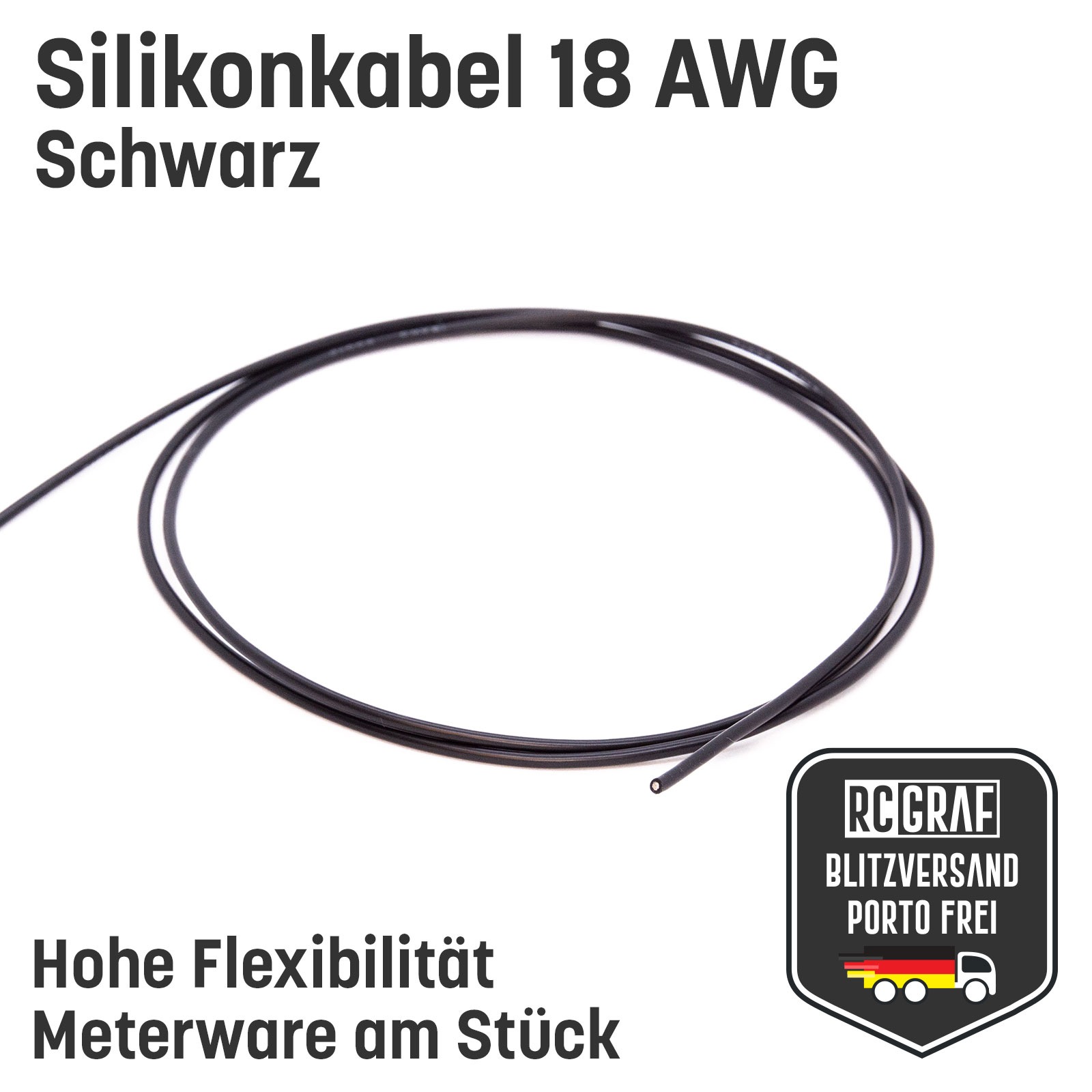 Silikonkabel 18 AWG 10 Meter Schwarz hochflexibel