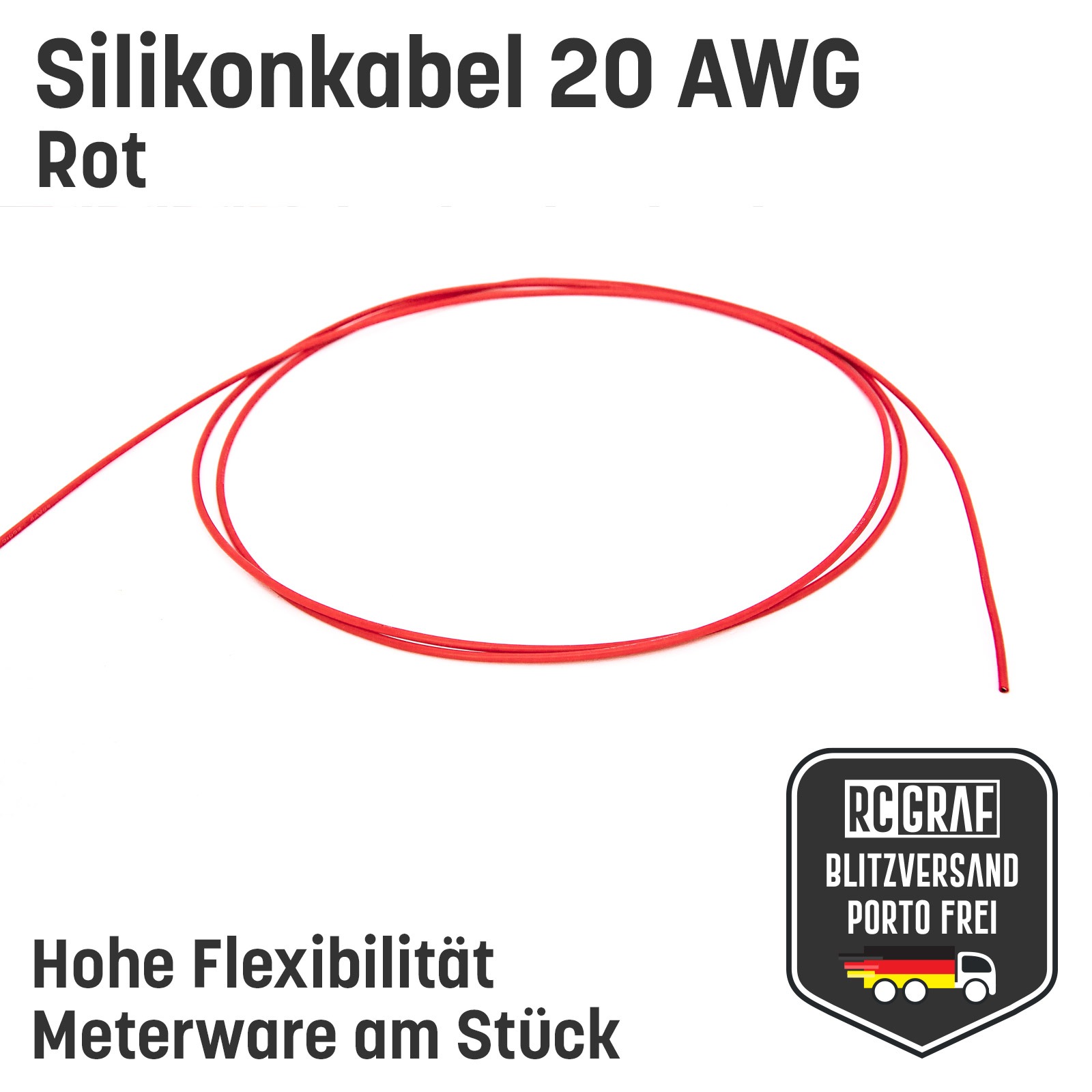 Silikonkabel 20 AWG hochflexibel Rot Schwarz Kupfer RC Kabel 3