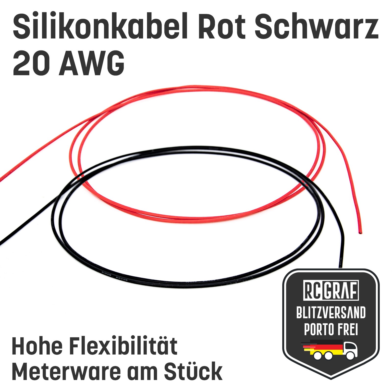 Silikonkabel 20 AWG hochflexibel Rot Schwarz Kupfer RC Kabel