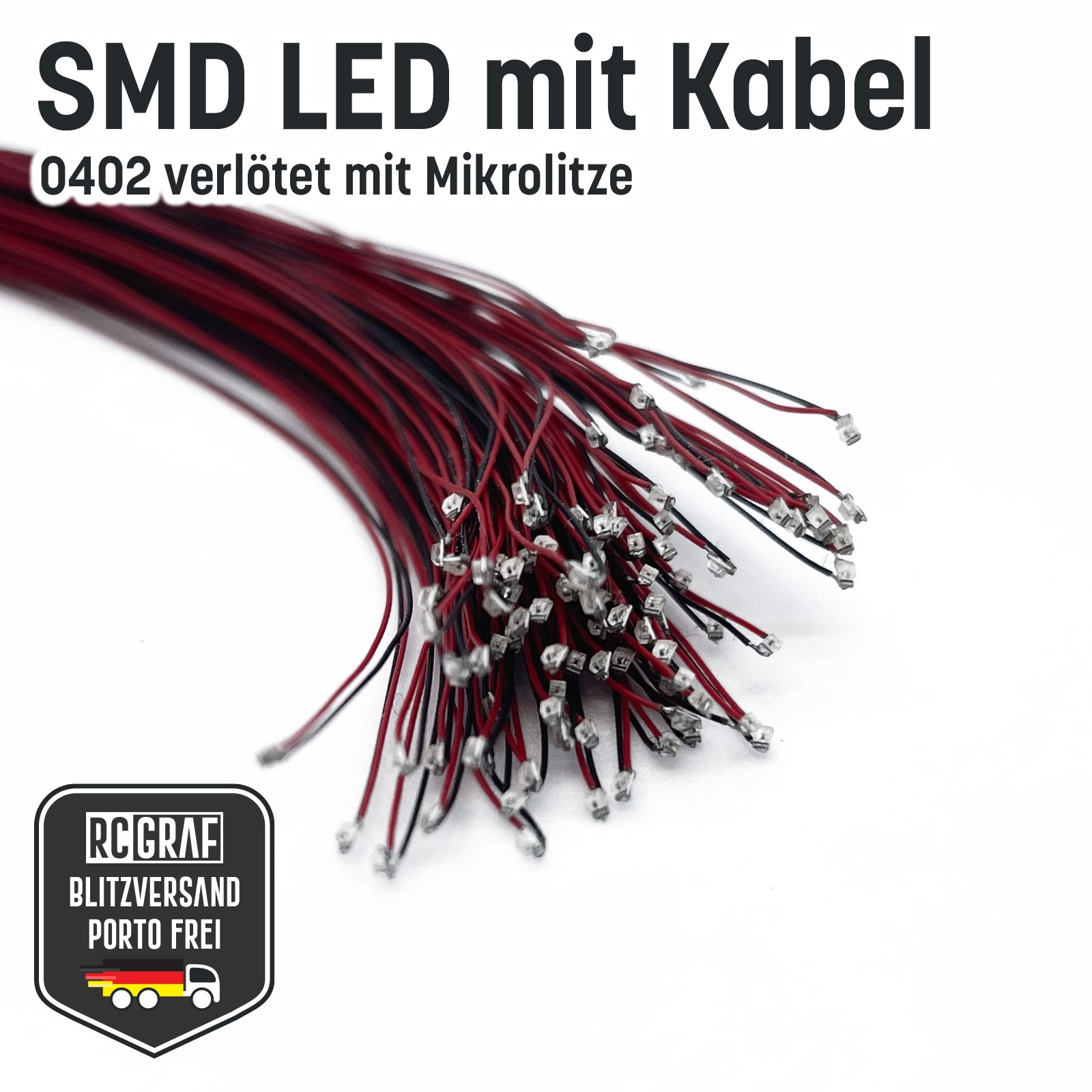 SMD LED 0402 Microlitze 30cm verlötet