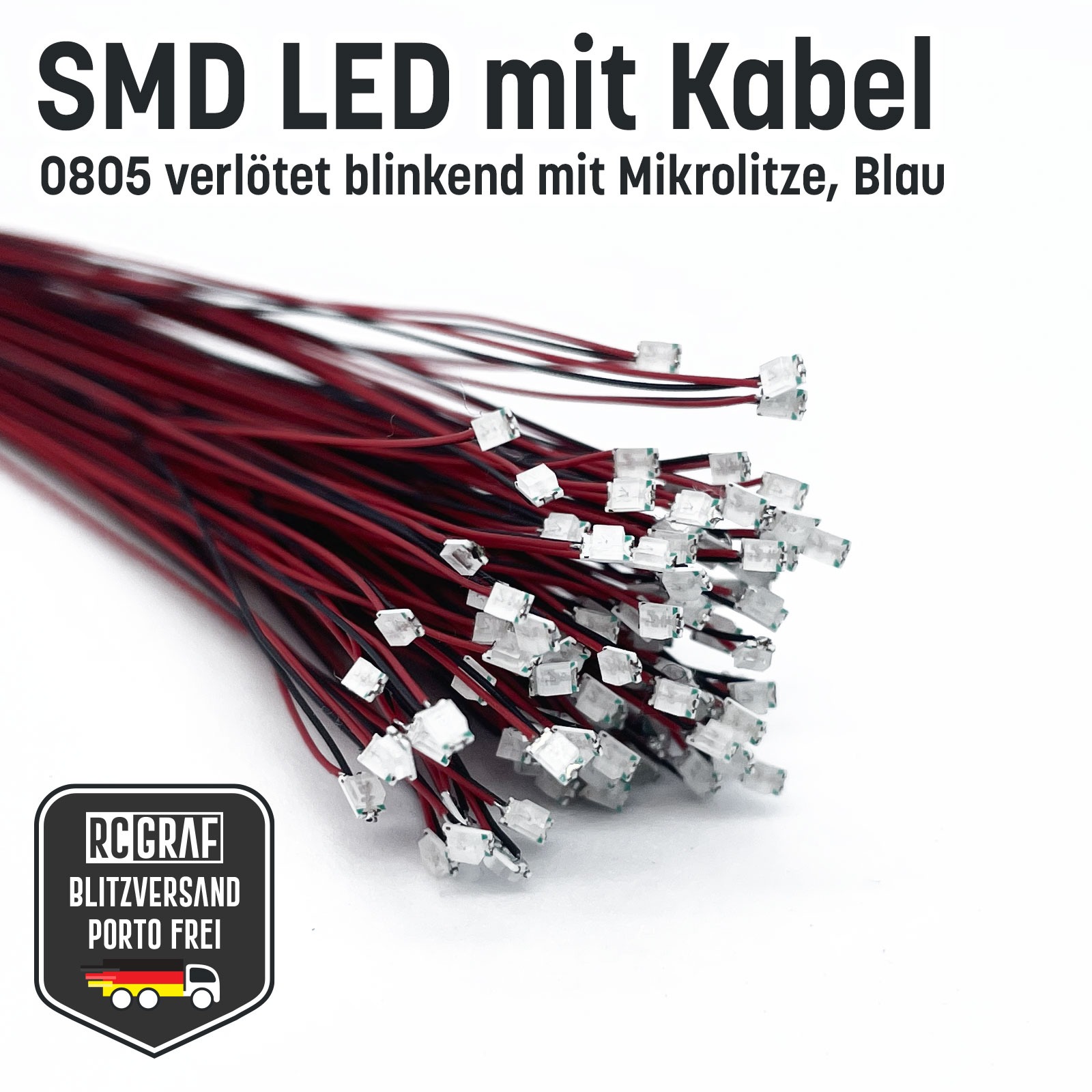 Flashing SMD LED 0805 Microlitz 30cm soldered 2