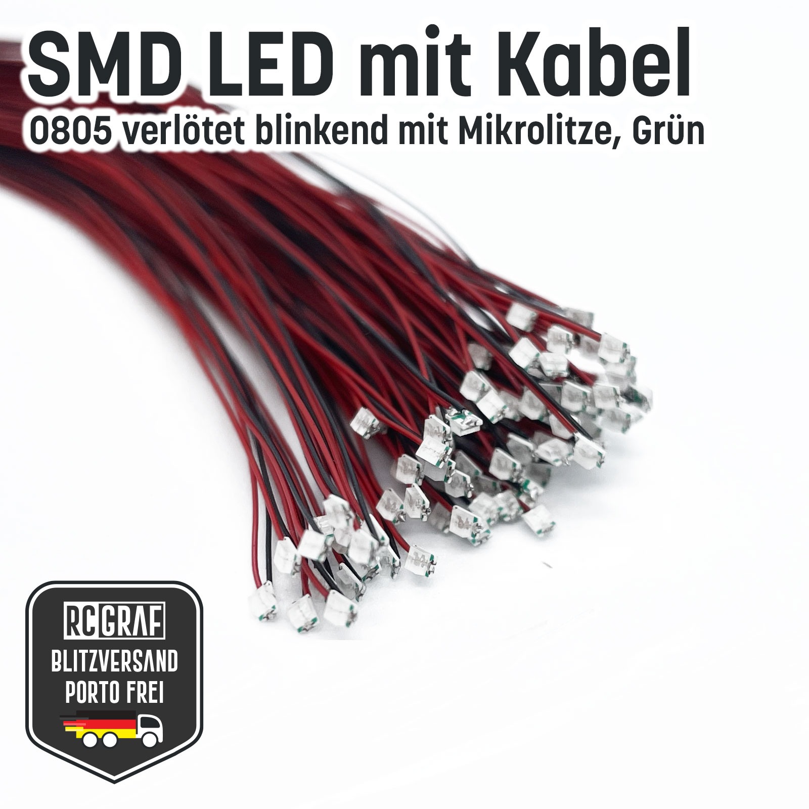 Flashing SMD LED 0805 Microlitz 30cm soldered 3