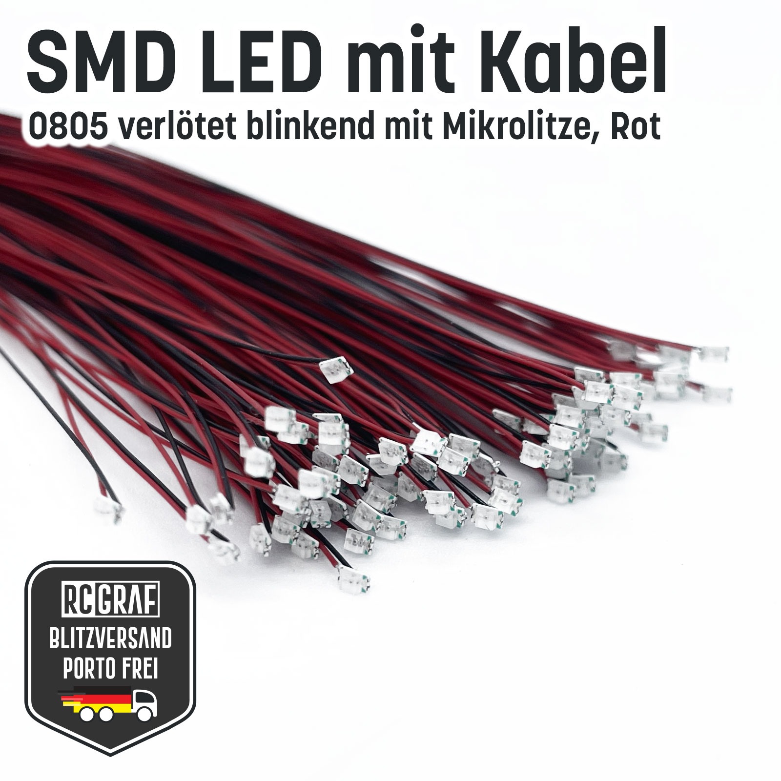 Flashing SMD LED 0805 Microlitz 30cm soldered 4