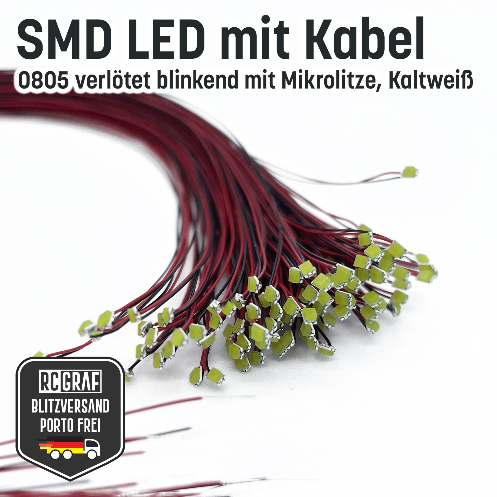 Flashing SMD LED 0805 Microlitz 30cm soldered 5