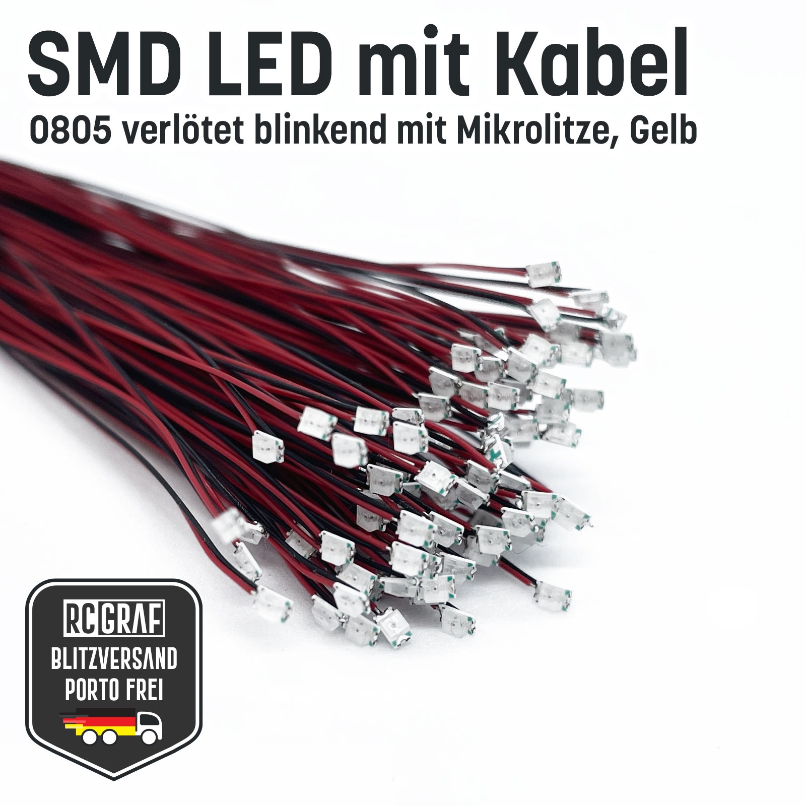 Flashing SMD LED 0805 Microlitz 30cm soldered 6