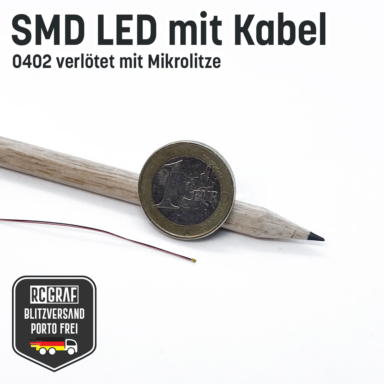 SMD LED 0402 Microlitze 30cm verlötet 2
