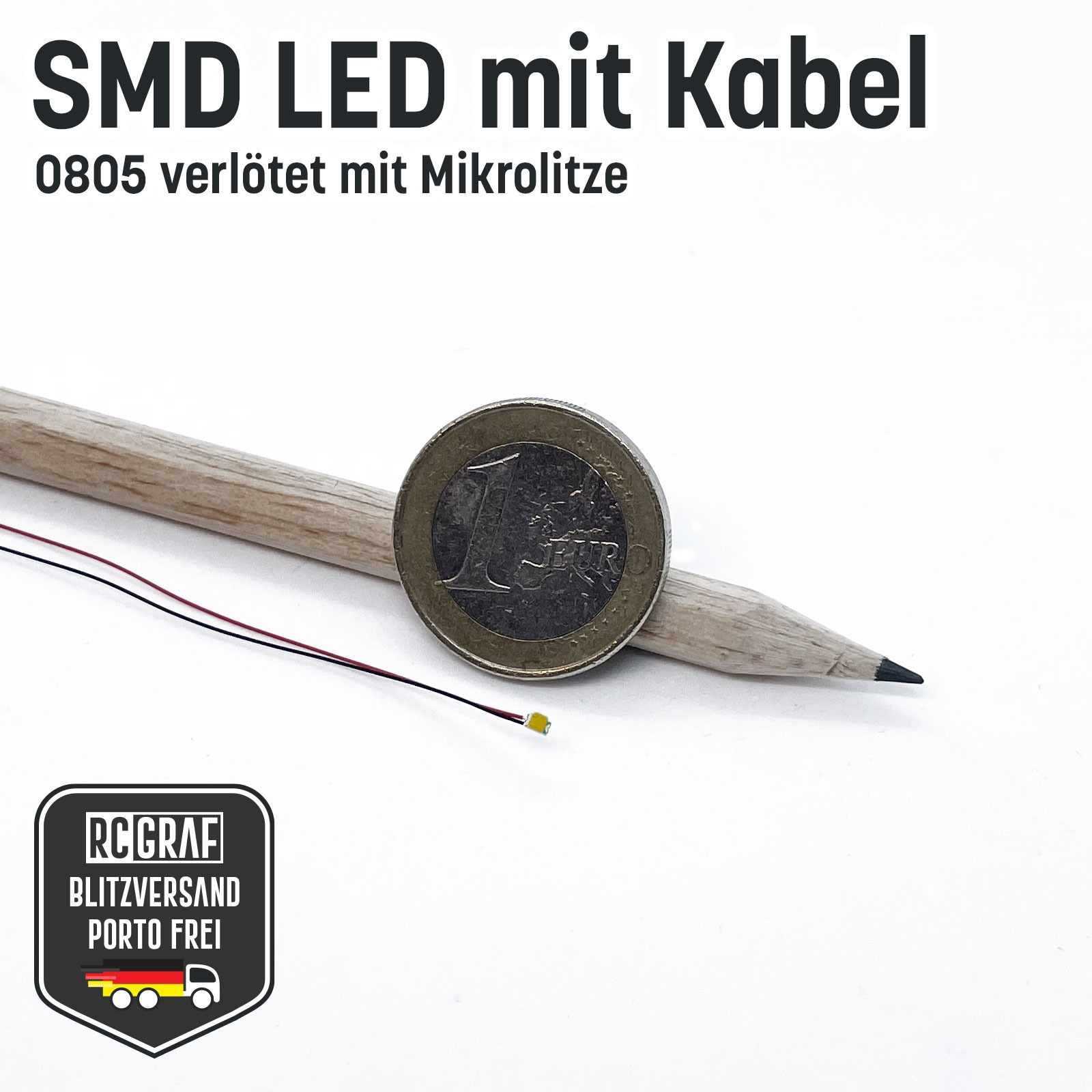 Flashing SMD LED 0805 Microlitz 30cm soldered 7