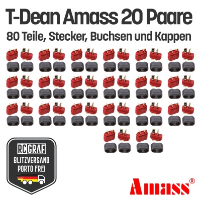 20 Paare T-Dean T-Plug Original Amass Stecker Buchse - Lipo Akku RC Drohne
