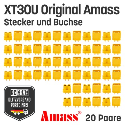 20 Paare XT30U Original Amass - XT30 Akku Stecker Buchse Gelb
