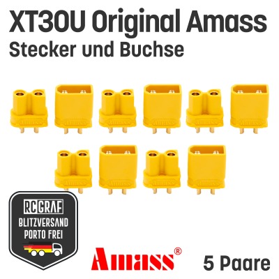 5 Paare XT30U Original Amass - XT30 Akku Stecker Buchse Gelb