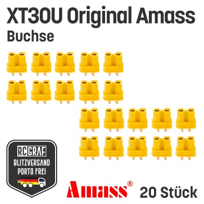 20 Buchsen XT30U Original Amass - XT30 Akku Buchse Gelb