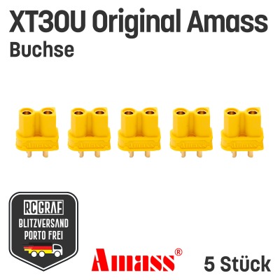 5 Buchsen XT30U Original Amass - XT30 Akku Buchse Gelb