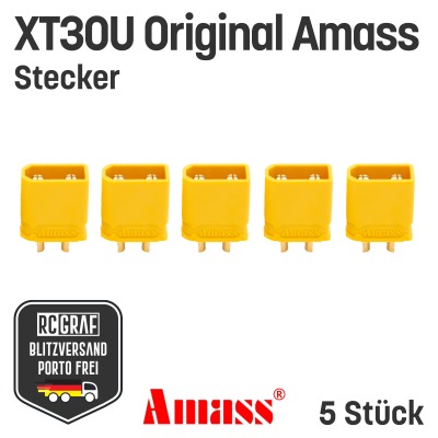 5 Stecker XT30U Original Amass - XT30 Akku Stecker Gelb