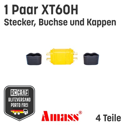 1 Paar XT60H Original Amass XT60 Stecker Buchse Gelb - Inklusive Schutzkappe