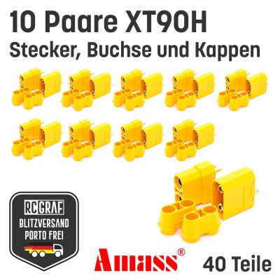 10 Paare XT90H XT90 Hochstrom Goldstecker Original Amass - Stecker Buchse Male Female 90A Lipo Akk