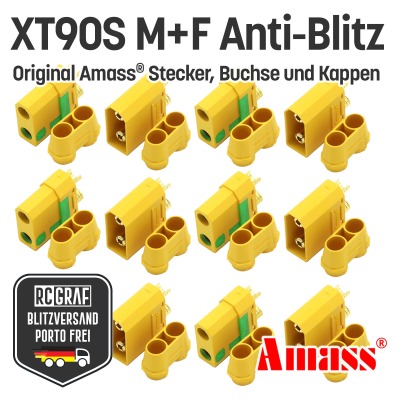 XT90S XT90 Anti Blitz Stecker und Buchse Original Amass - Male Stecker und Female Buchse