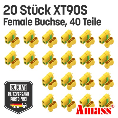20 Stück XT90S Anti Blitz Buchse Original von Amass - Female Lipo
