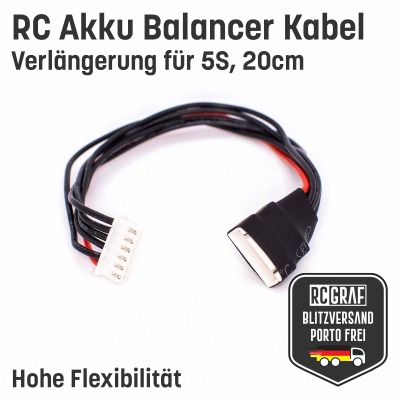 Balancer Kabel 5S Verlängerung - JST XH Lipo Akku 20cm Stecker Buchse