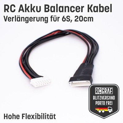 Balancer Kabel 6S Verlängerung - JST XH Lipo Akku 20cm Stecker Buchse
