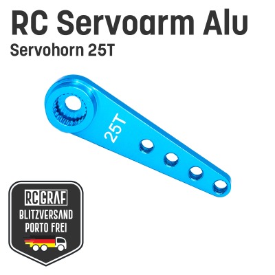 RC Servoarm Servohorn 25T Servohebel Alu Blau - Crank 25 Zähne aus Aluminium