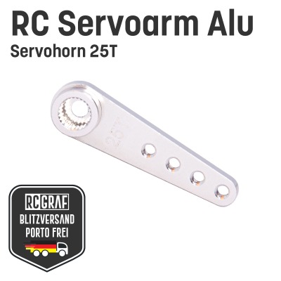 RC Servoarm Servohorn 25T Servohebel Alu Silber - Crank 25 Zähne aus Aluminium