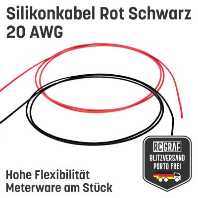 Câble silicone 20 AWG hautement flexible Rouge Noir Cuivre Câble RC - Cuivre, RC, câbles électri