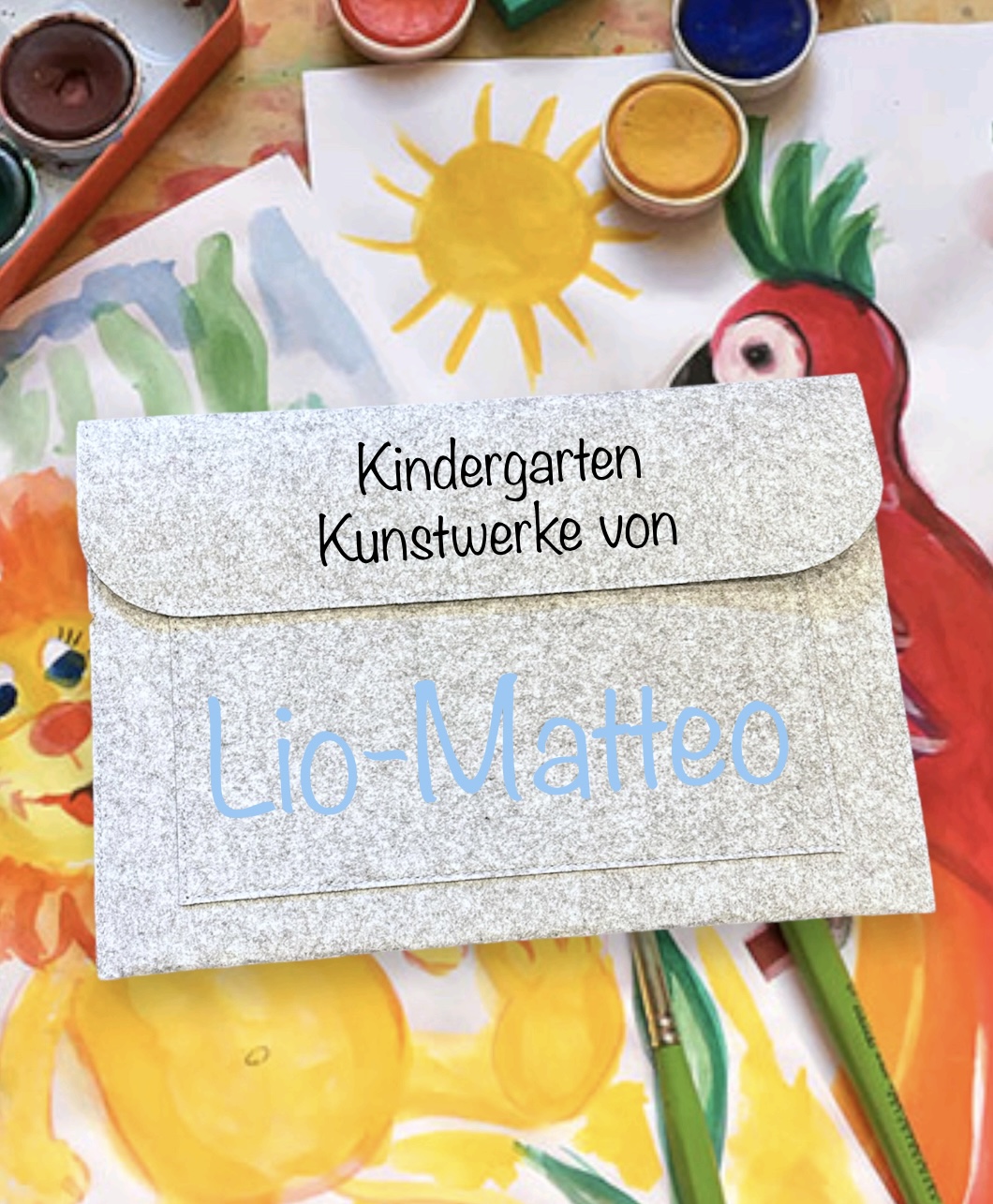 Sammelmappe personalisierte Filzmappe Kindergarten Kunstwerke /  Bastelarbeiten Kind, Online Shop
