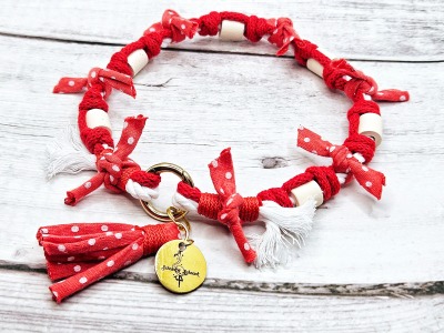 EM-Keramik Halsband Sweetpastell Hundehalsband Markenhalsband rot weiß