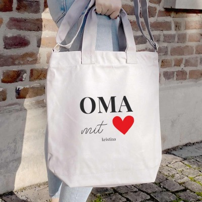 Canvas Daily Shopper | Oma mit Herz personalisierbar - Toller Shopper, welcher auch mit anderen