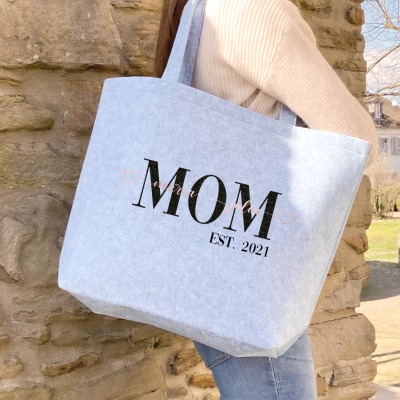 Filztasche | Mom Namen Est. personalisierbar - Geschenkidee für MOMs individuellen Namen