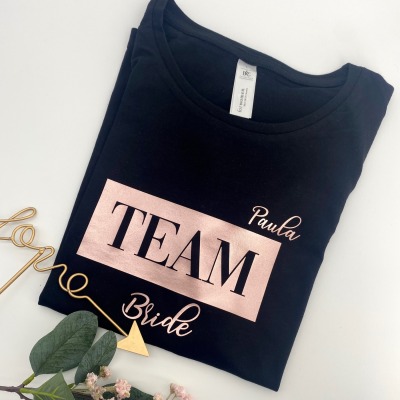 JGA T-shirts Team Bride personalisierbar - Tolle T-Shirts für den Junggesellinenabschied für das