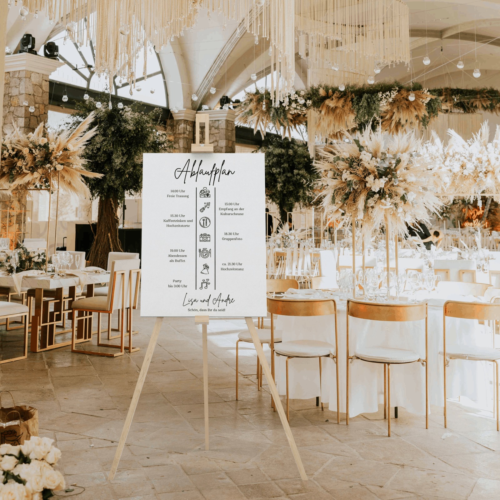 Personalisierbare Hochzeitsablaufplan-Vorlagen für Canva - Elegante Designs zum Download - DIY