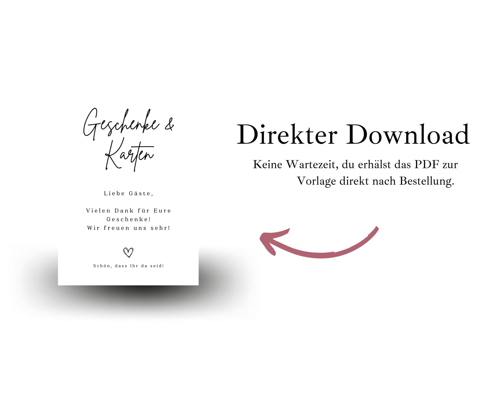 Geschenketisch Digitaldruck - PDF zum selbst drucken - Digitaler Download für ein Hochzeitsschild 2