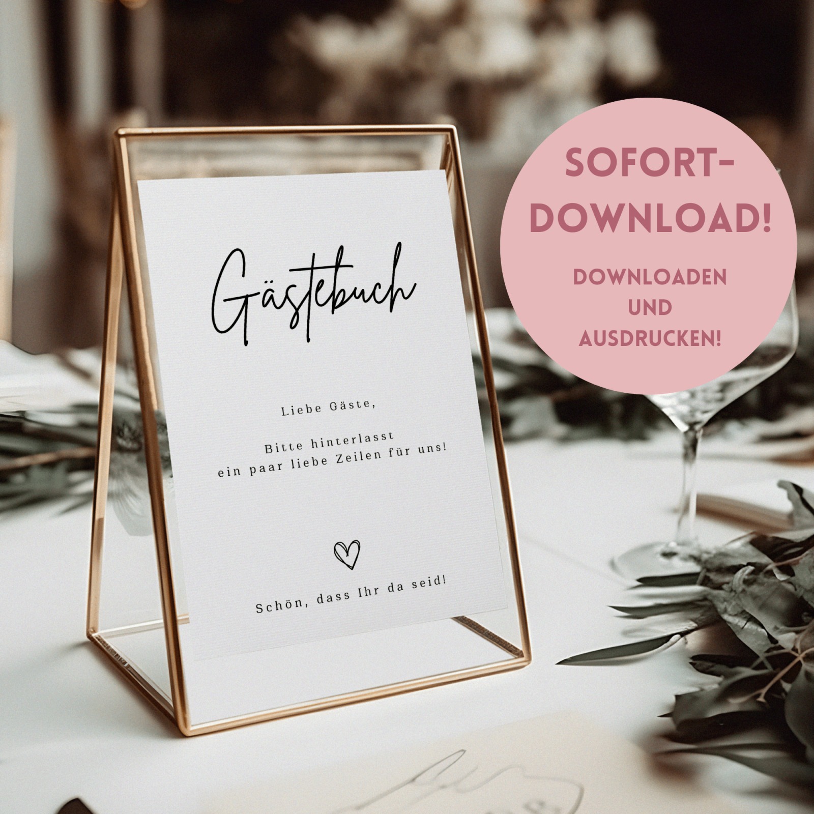 Gästebuch Digitaldruck - PDF zum selbst drucken - Digitaler Download für ein Hochzeitsschild