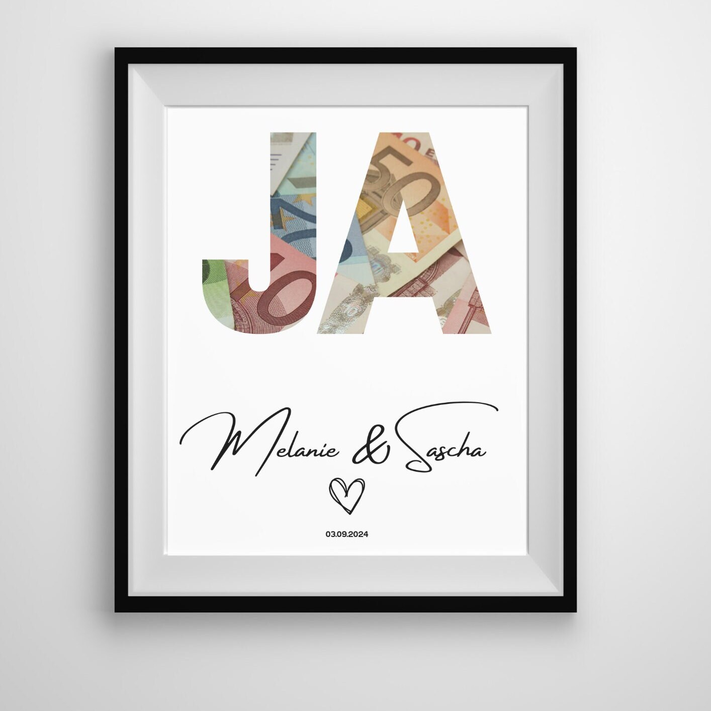 Geldgeschenk für die Hochzeit - Personalisiertes Poster als Hochzeitsgeschenk für Geld | Digitaler