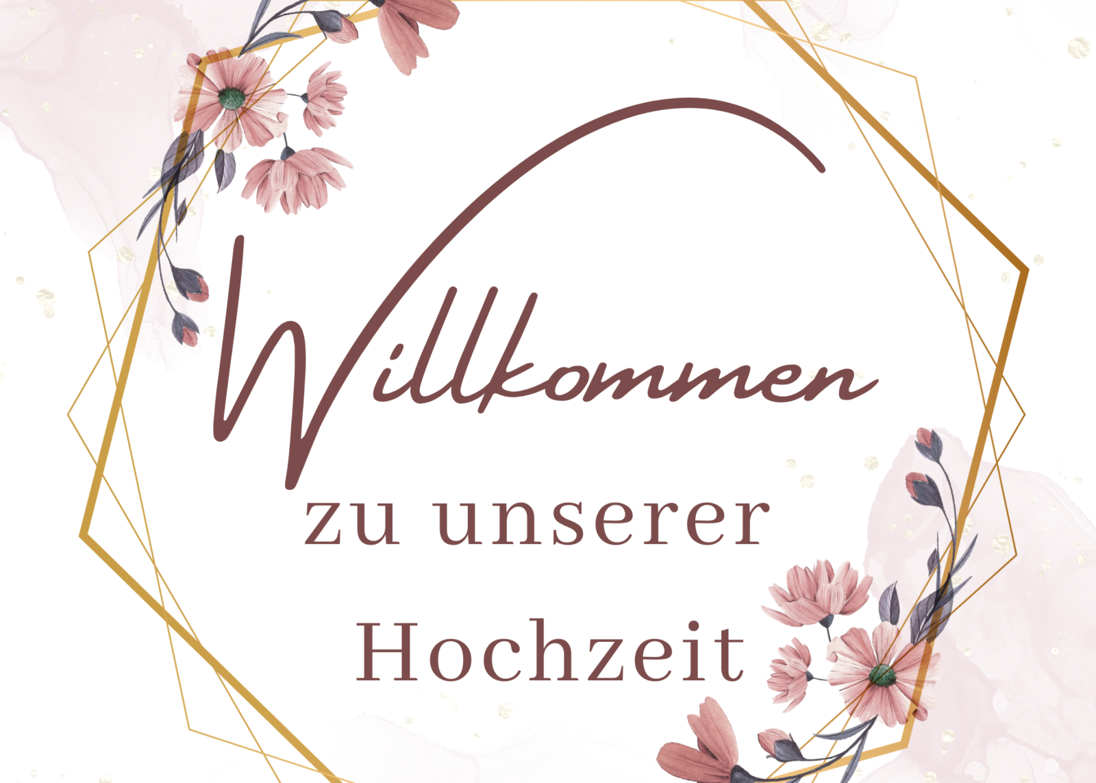 Florales Willkommensschild für die Hochzeit selber drucken - Digitale Vorlage zum Ausdrucken eines