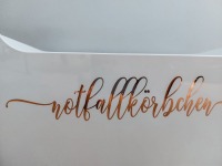 Aufkleber Notfallkörbchen Hochzeit - Mit selbstklebendem Schriftzug den Notfallkorb für die