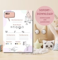 Babyparty Ausfüllkarten | Wunschkarten für das Baby zum Ausfüllen | Babyshower | Bauchgefühl |
