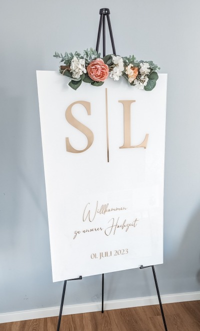 Aufkleber Willkommensschild Hochzeit- Selbstklebender personalisierter Schriftzug aus Vinylfolie