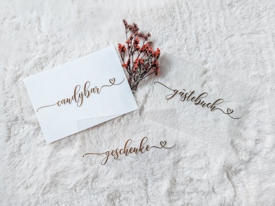 Aufkleber für Hochzeitsschilder - Mit selbstklebendem Schriftzug Deine Aufsteller zur Hochzeit