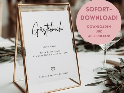 Gästebuch Digitaldruck - PDF zum selbst drucken - Digitaler Download für ein Hochzeitsschild