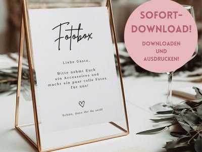 Fotobox Digitaldruck - PDF zum selbst drucken - Digitaler Download für ein Hochzeitsschild