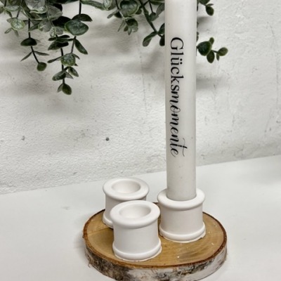 Schlichter StabKerzenhalter MIT RAND, klein weißer Kerzenhalter im Scandilook, Kerzenhalter Homedek