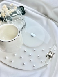 Verlobungstablett Pearl oval Ringtablett Mokkatablett Verlobungsset 6