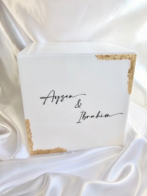 Personalisierte Acrylbox für Geldgeschenke und Karten zur Hochzeit / Verlobung - Taki kutusu para