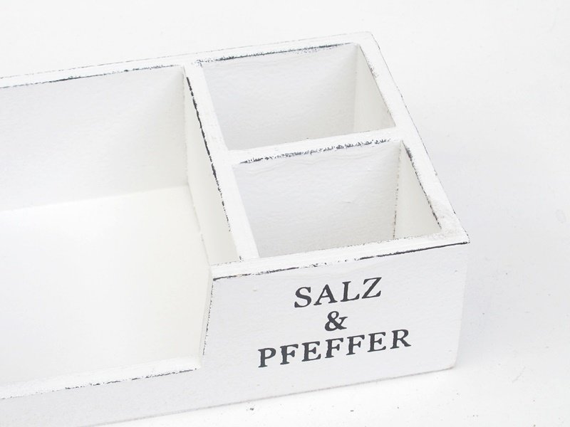 Ständer für Servietten Salz- u Pfefferstreuer weiß shabby 2