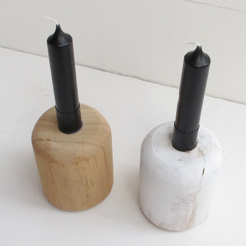 Kerzenhalter Holz natur oder weiß/shabby 3