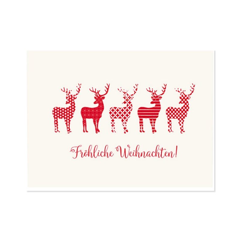 Postkarte Fröhliche Weihnachten Hirsche