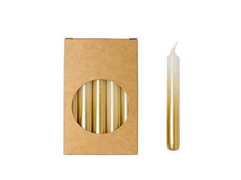 Rustik Lys - Kerzen weiß/gold 10cm